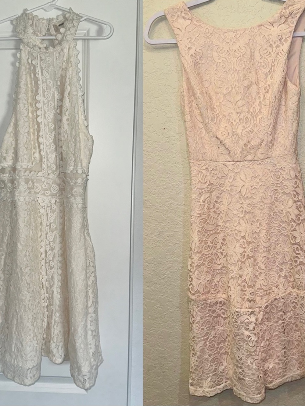 Bundle 2 Altar’d State & Lulu's XS Ivory & Pink Floral Lace Coquette Mini Dress